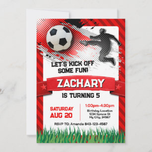 Invitación al cumpleaños del fútbol ROJO