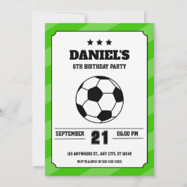 Invitación al cumpleaños del fútbol Verde simple