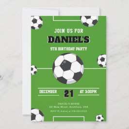 Invitación al cumpleaños del fútbol Verde y Negro 