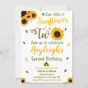 Invitación al cumpleaños del girasol 2º cumpleaños