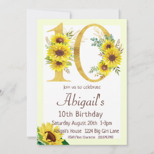 Invitación al cumpleaños del girasol, décimo cumpl