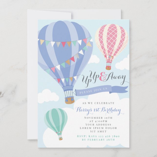 Invitación al cumpleaños del globo aerostático mor (Anverso)