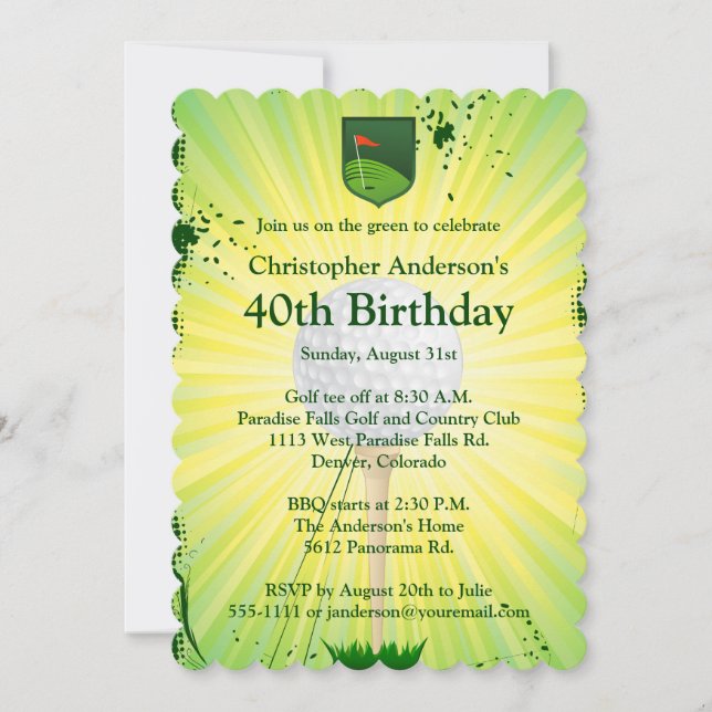 Invitación al cumpleaños del golf. (Anverso)