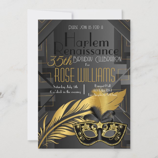 Invitación al cumpleaños del Harlem Renaissance (Anverso)