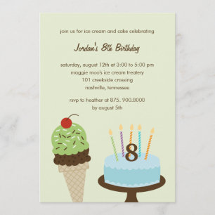 Invitación al cumpleaños del helado y el pastel -