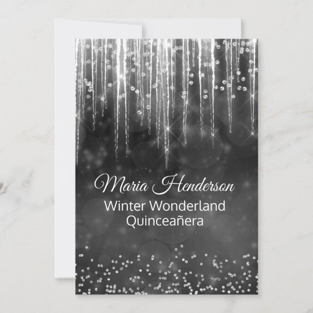 Invitación al cumpleaños del hielo Quinceanera (Anverso)