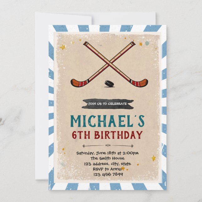 Invitación al cumpleaños del hockey (Anverso)