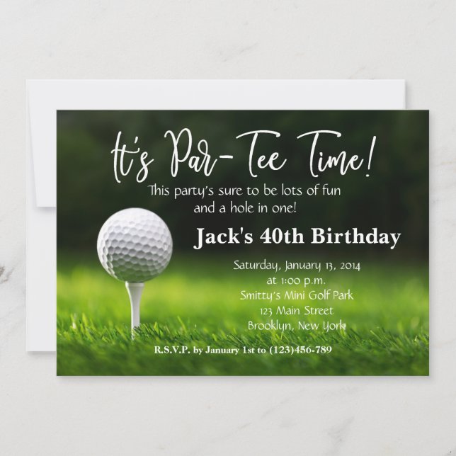 Invitación al cumpleaños del hombre de golf (Anverso)