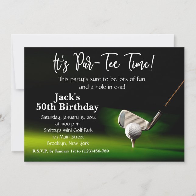 Invitación al cumpleaños del hombre de golf (Anverso)