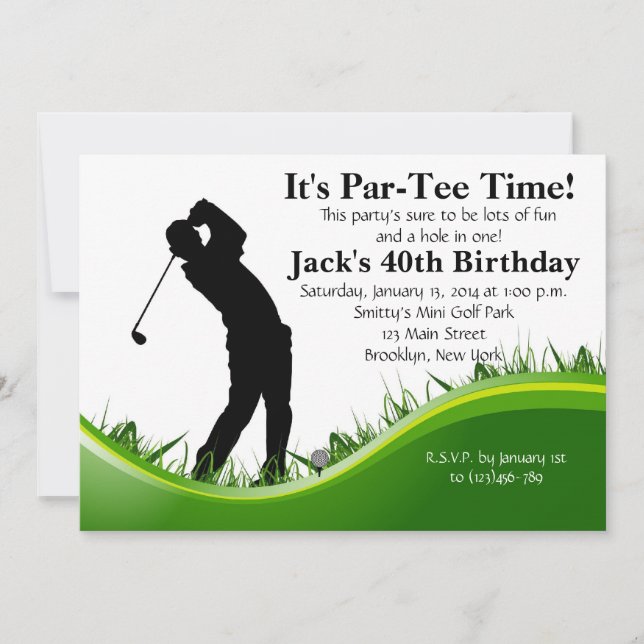 Invitación al cumpleaños del hombre de golf (Anverso)