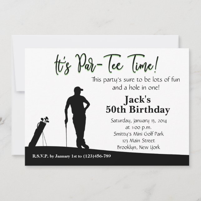 Invitación al cumpleaños del hombre de golf (Anverso)