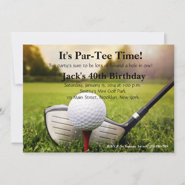 Invitación al cumpleaños del hombre de golf (Anverso)