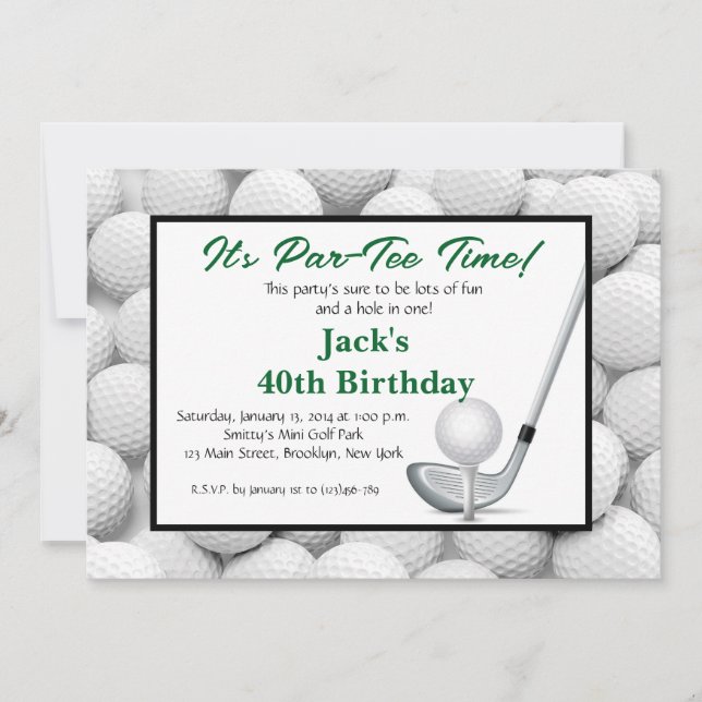 Invitación al cumpleaños del hombre de golf (Anverso)