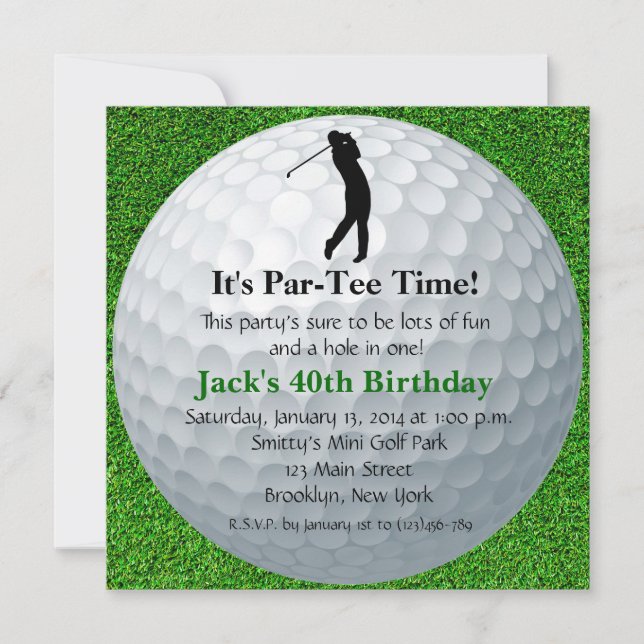 Invitación al cumpleaños del hombre de golf (Anverso)