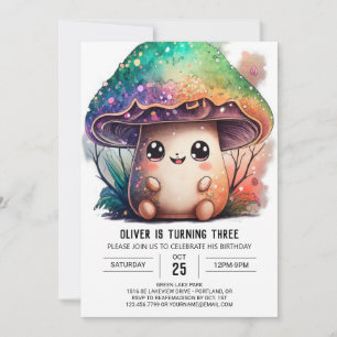 Invitación al cumpleaños del hongo para niños pequ