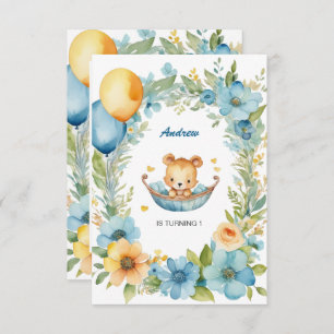 Invitación al cumpleaños del ilustracion de oso be