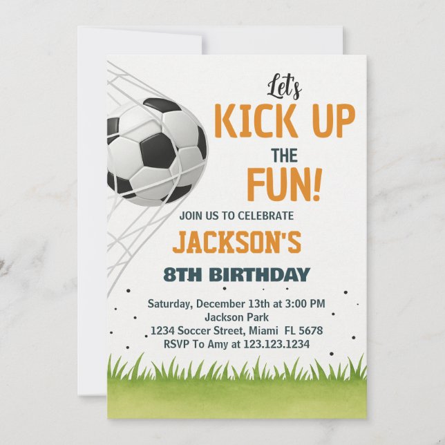 Invitación al cumpleaños del jugador gol Scorer (Anverso)