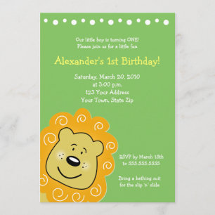Invitación al cumpleaños del león pequeño 5 x 7