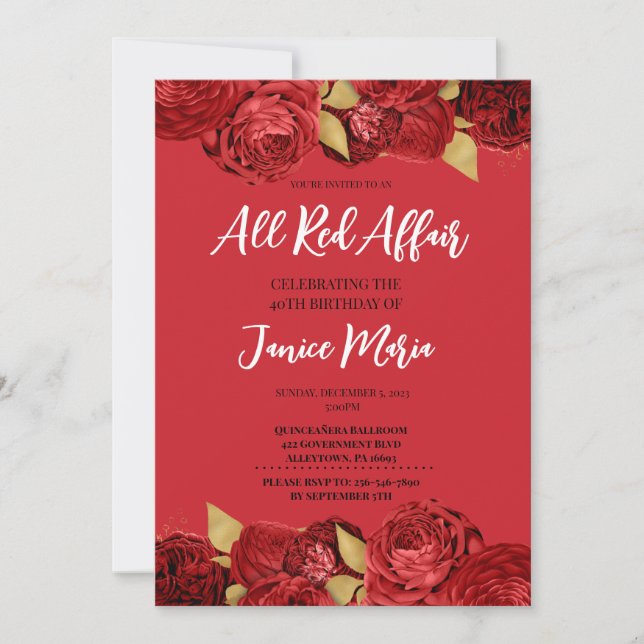 Invitación al cumpleaños del leopardo rojo Fiesta (Anverso)