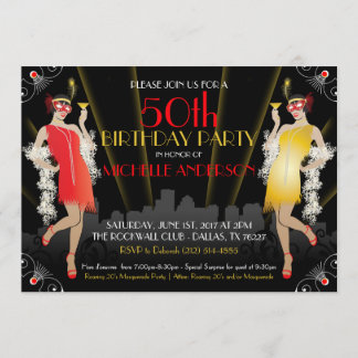 Invitación al cumpleaños del Mardi Gras de Masquer