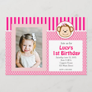 Invitación al cumpleaños del mono Chica Rosa