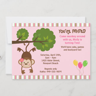 Invitación al cumpleaños del mono con sobre coinci