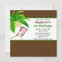 Invitación al cumpleaños del mono dulce Safari