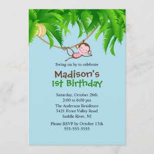 Invitación al cumpleaños del mono Safari dulce