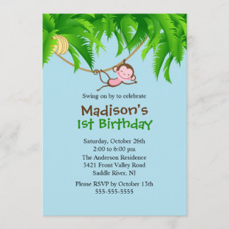 Invitación al cumpleaños del mono Safari dulce