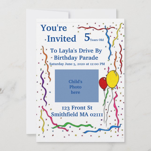 Invitación al cumpleaños del niño (Anverso)