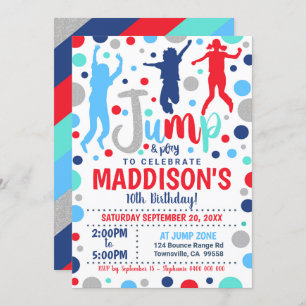 Invitación al cumpleaños del niño Chica Saltar Tra