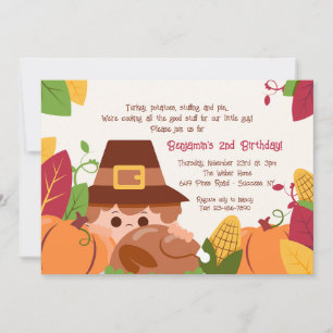 Invitación al cumpleaños del niño de Acción de Gra
