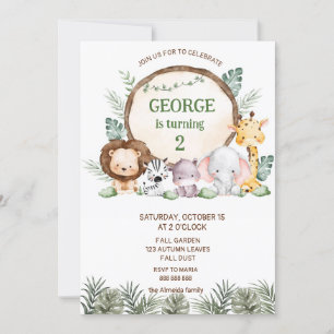 Invitación al cumpleaños del niño de animales de S