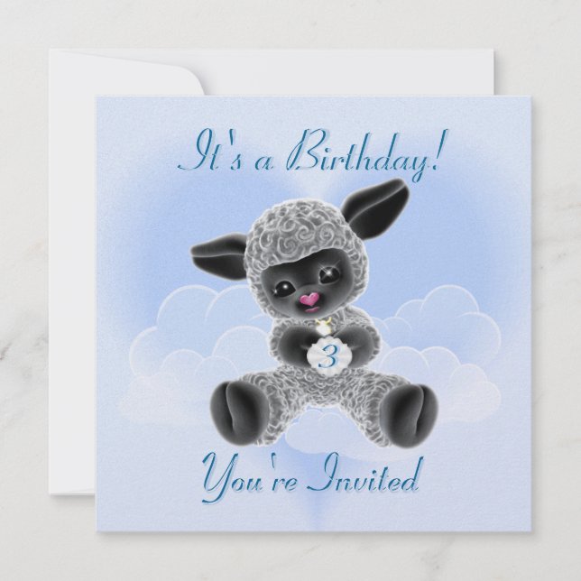 Invitación al cumpleaños del niño de Cordero y Nub (Anverso)