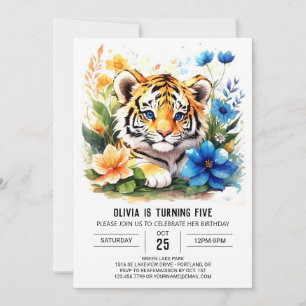 Invitación al cumpleaños del niño del tigre de la 