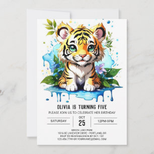 Invitación al cumpleaños del niño del tigre de rub