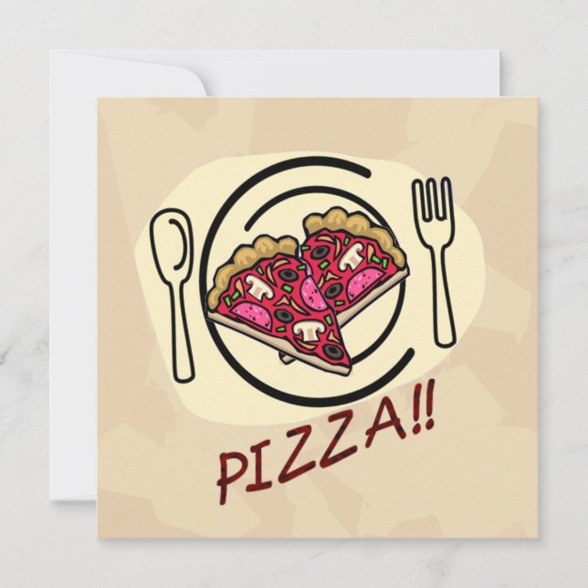 Invitación al cumpleaños del niño Fiesta Pizza (Anverso)