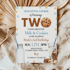 Invitación al cumpleaños del niño Leche y Cookies