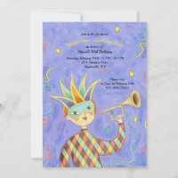 Invitación al cumpleaños del niño Mardi Gras