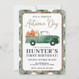 Invitación al cumpleaños del niño otoño, primer cu