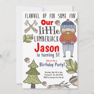 Invitación al cumpleaños del niño pequeño Lumberja