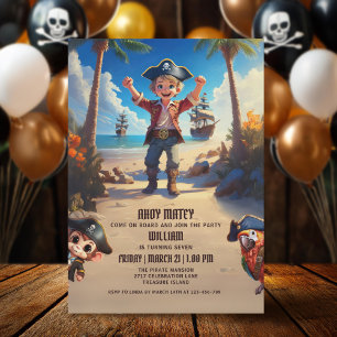 Invitación al cumpleaños del niño pirata de la isl