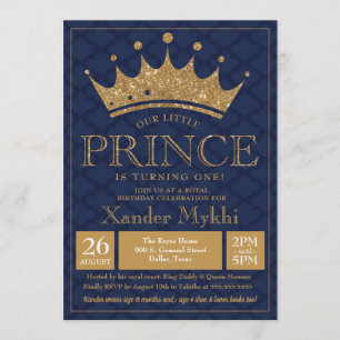 Invitación al cumpleaños del niño real de la coron