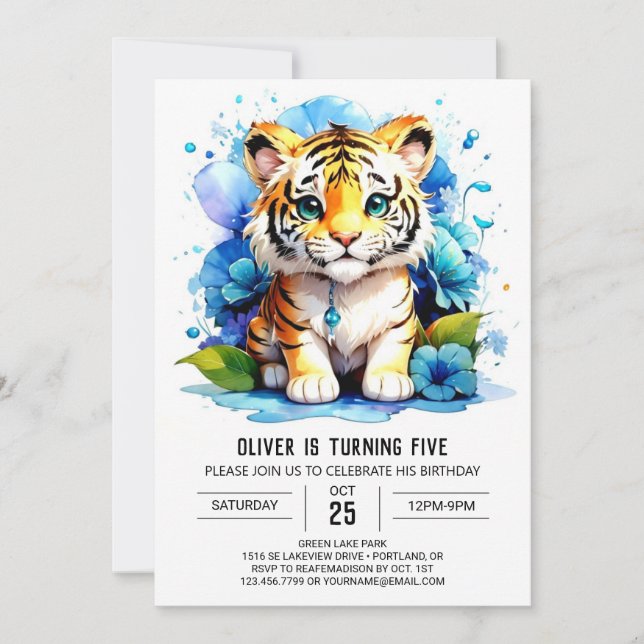 Invitación al cumpleaños del niño tigre (Anverso)