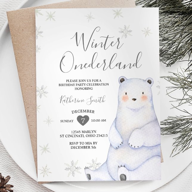 Invitación al cumpleaños del oso copo de nieve de  (Subido por el creador)