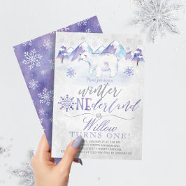 Invitación al cumpleaños del oso polar de invierno