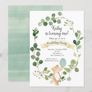 Invitación al cumpleaños del oso verde