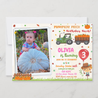 Invitación al cumpleaños del parche de calabaza fo