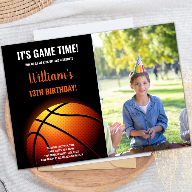 Invitación al cumpleaños del partido de baloncesto (Basketball Sun Shine Birthday Invitations photo)