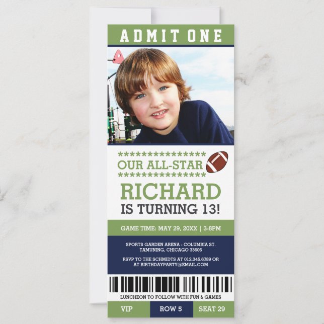 Invitación al cumpleaños del partido de fútbol (Anverso)